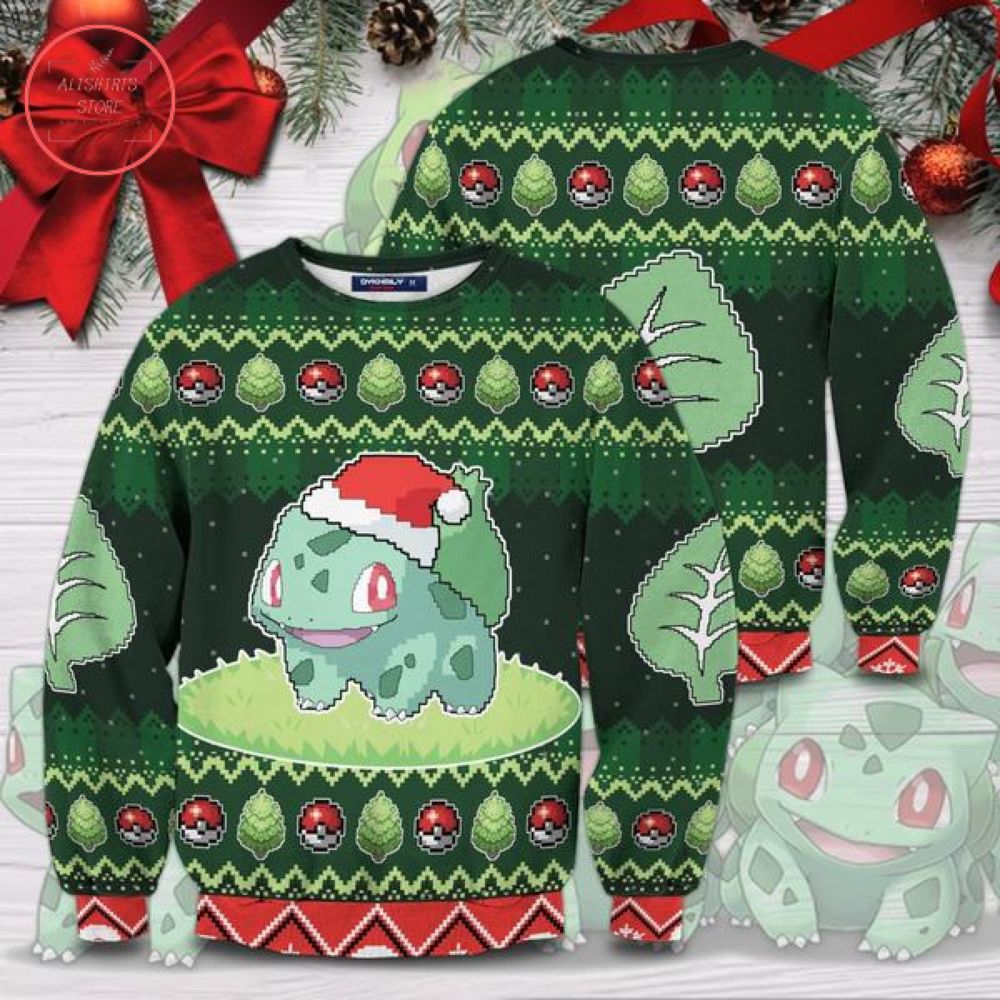 Christmas Bulbasaur Unisex Wool Sweater