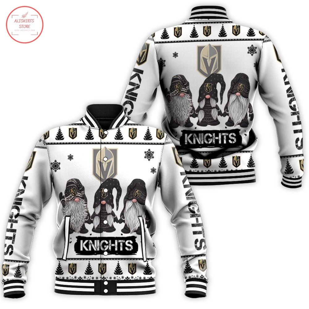 Christmas Gnomes Vegas Golden Knights Ugly Baseball Jacket