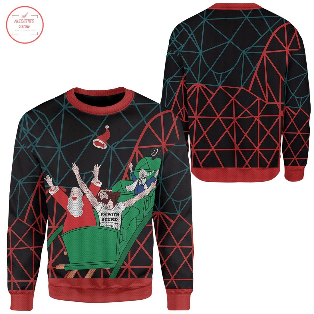 Christmas Ugly Santa And Jesus Jumper Sweater