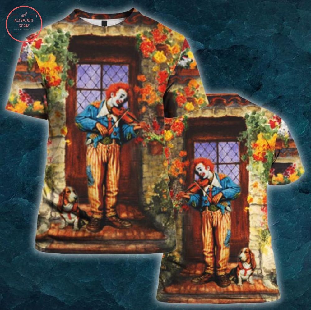 Clown Playing Violin All Over Print Shirt and Hoodie