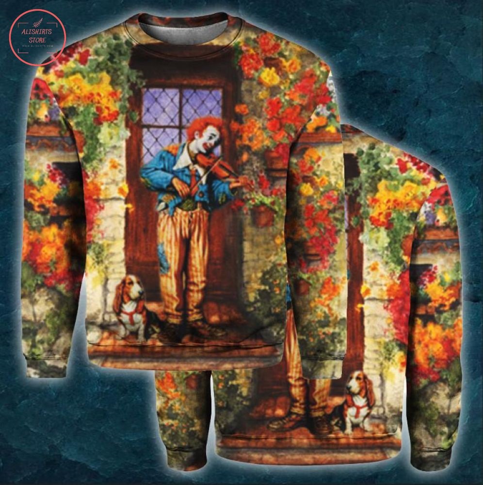Clown Playing Violin All Over Print Shirt and Hoodie