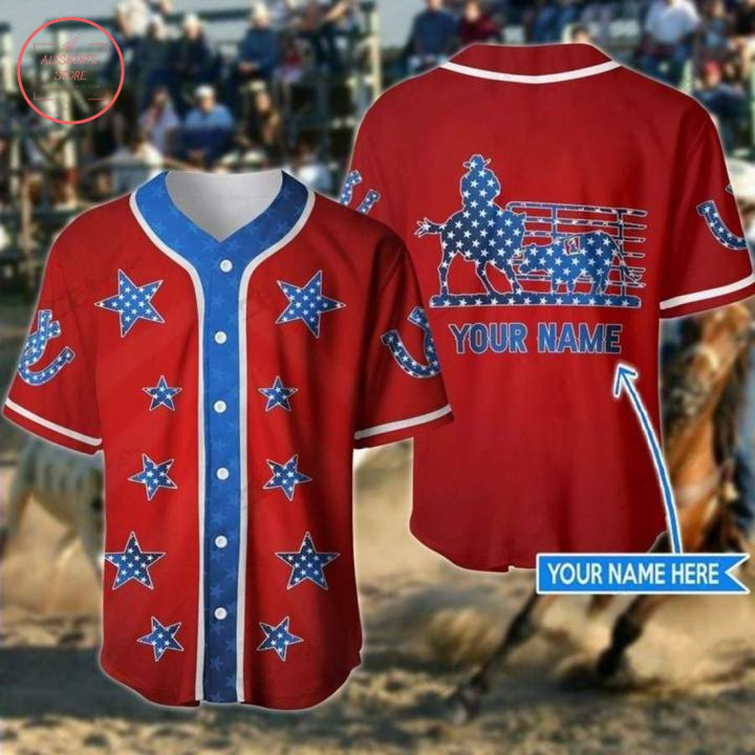 Custom America Ranch Sorting Red Baseball Jersey