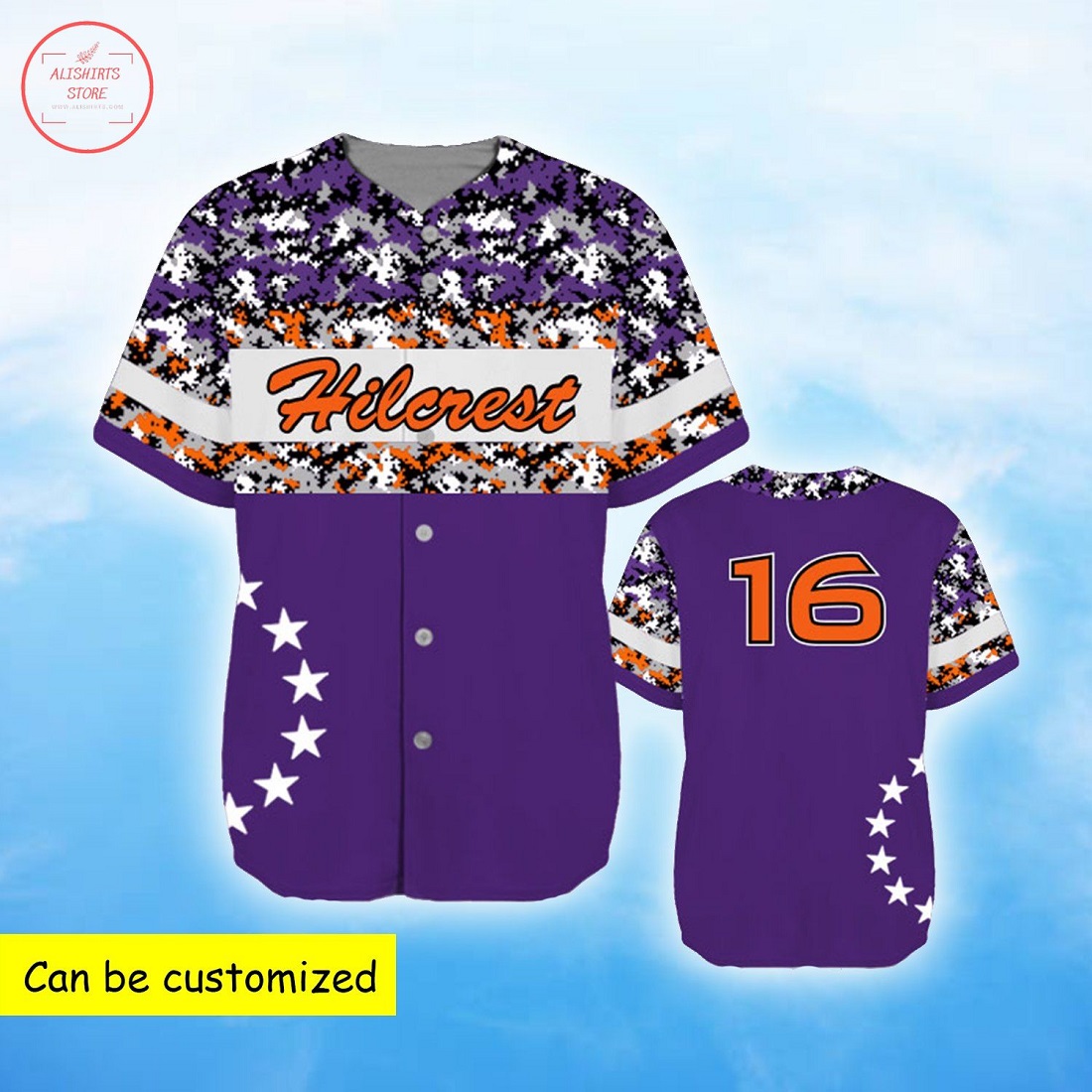 Custom American Soldier Purple Camo Baseball Jersey