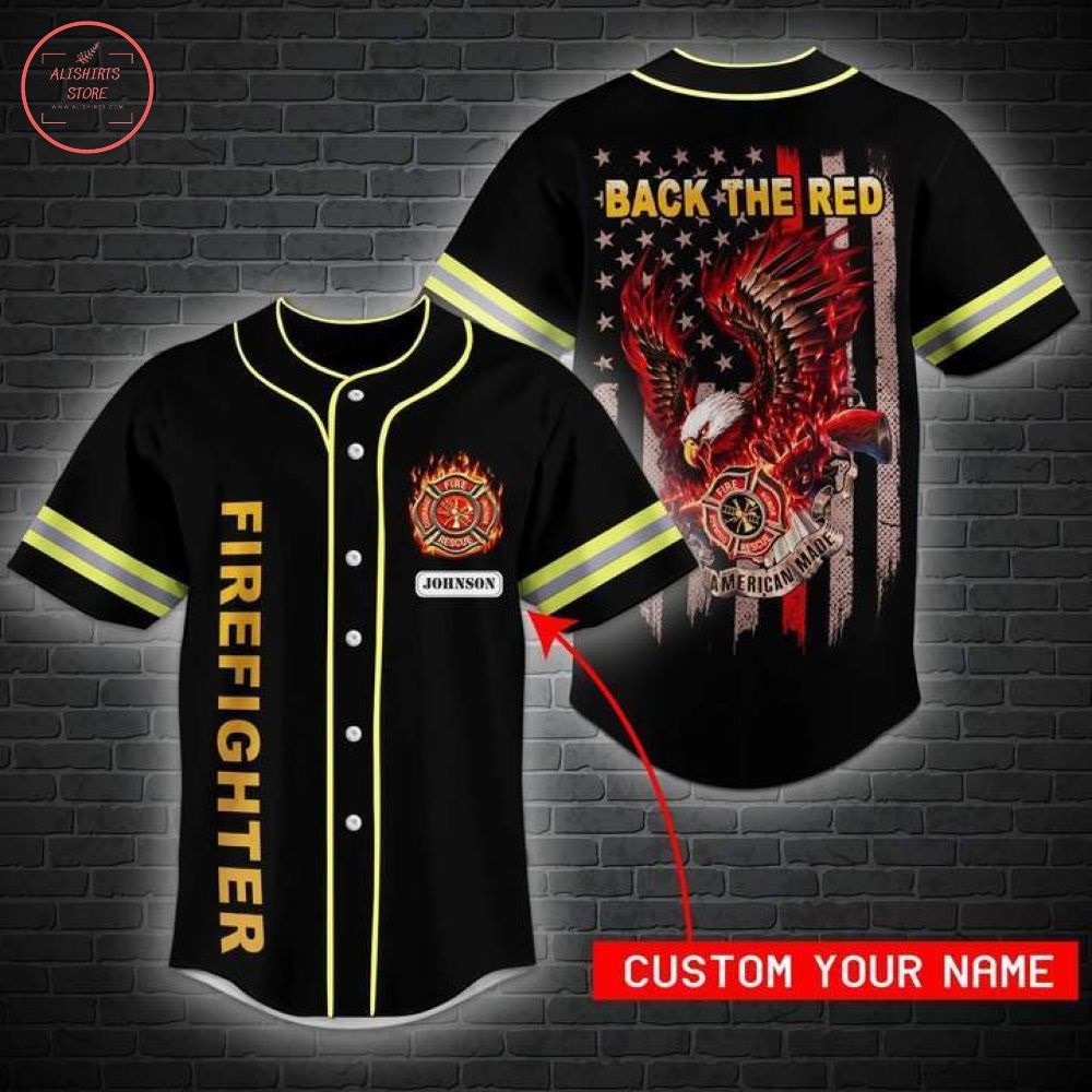 Custom Back The Red Firefighters Baseball Jersey