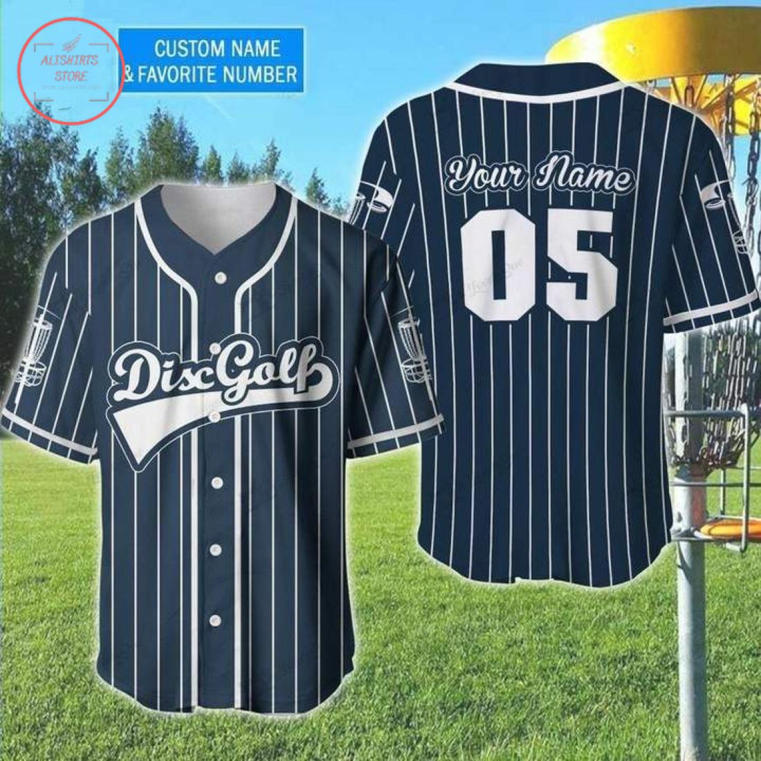 Custom Disc Golf Stripes Baseball Jersey