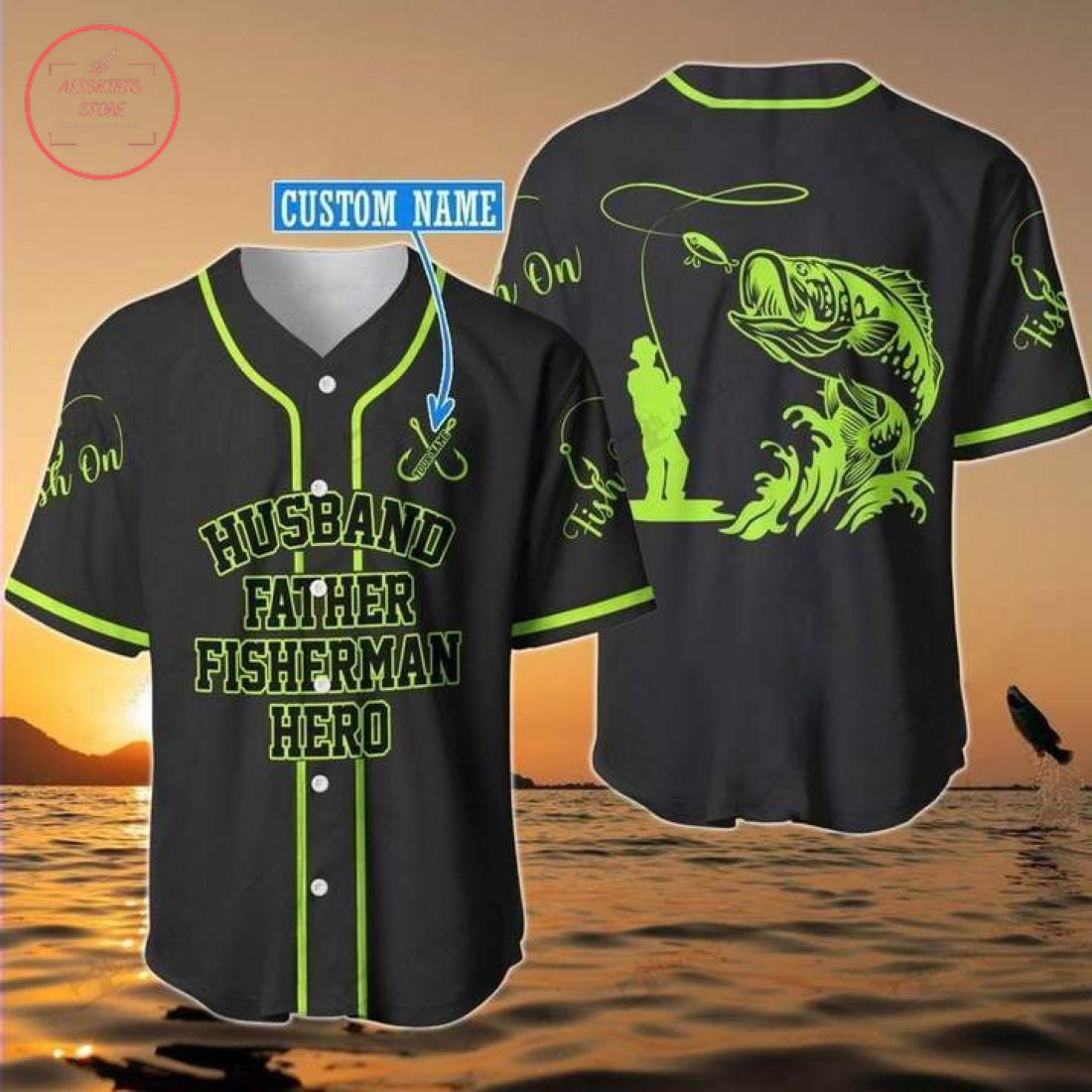 Custom Husband Father Fisherman Hero Baseball Jersey