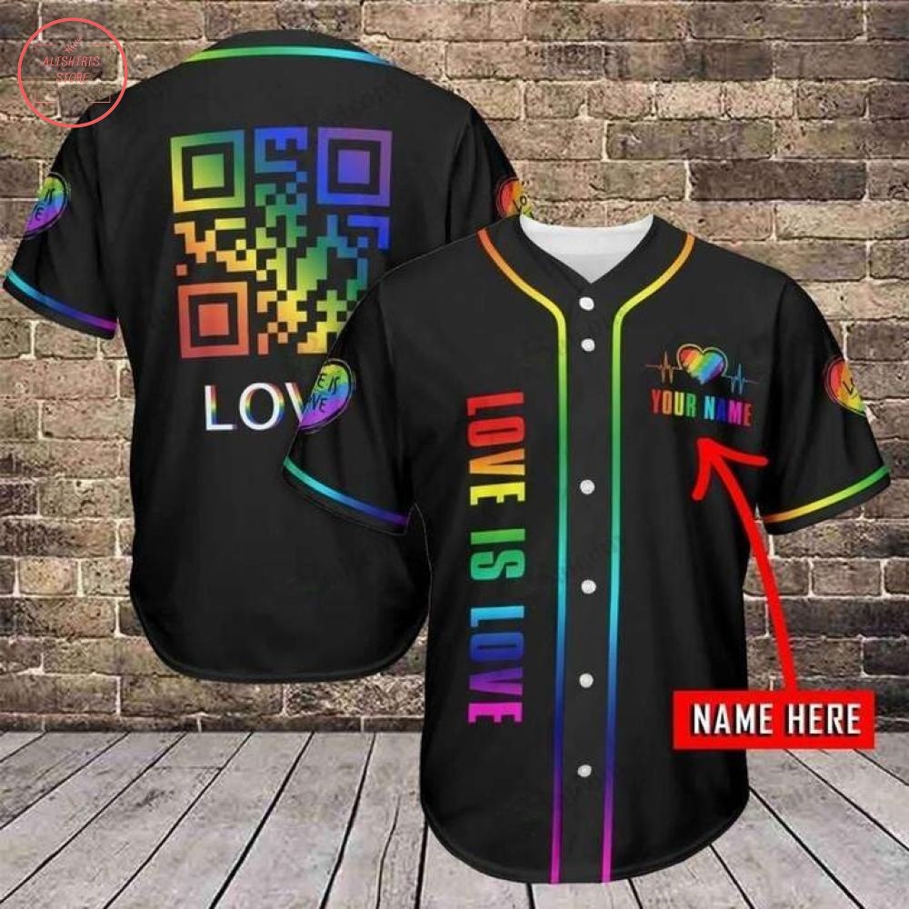 Custom LGBT QR Love Is Love Baseball Jersey