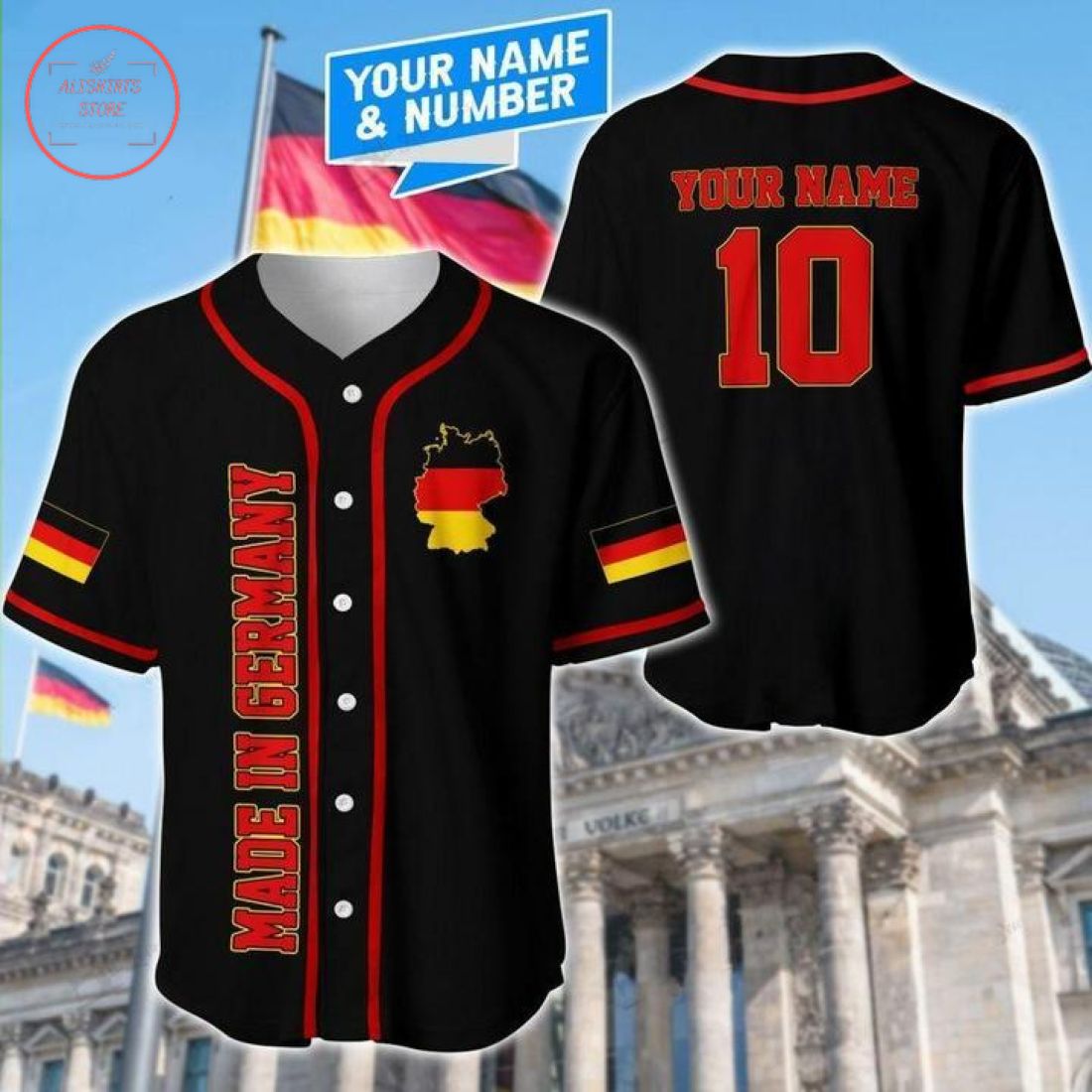 Custom Made In Germany Baseball Jersey