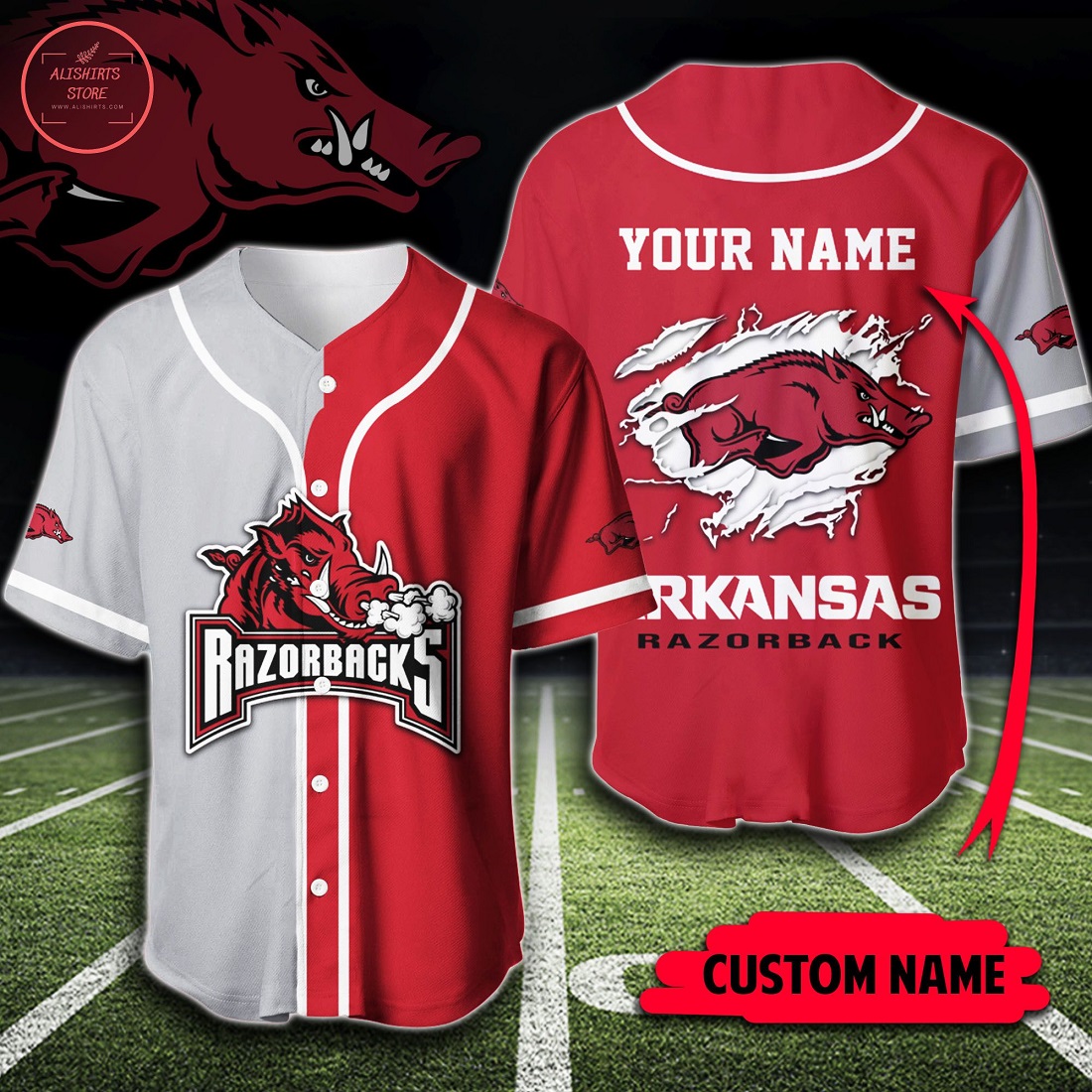 Custom Name NCAA Arkansas Razorbacks Baseball Jersey