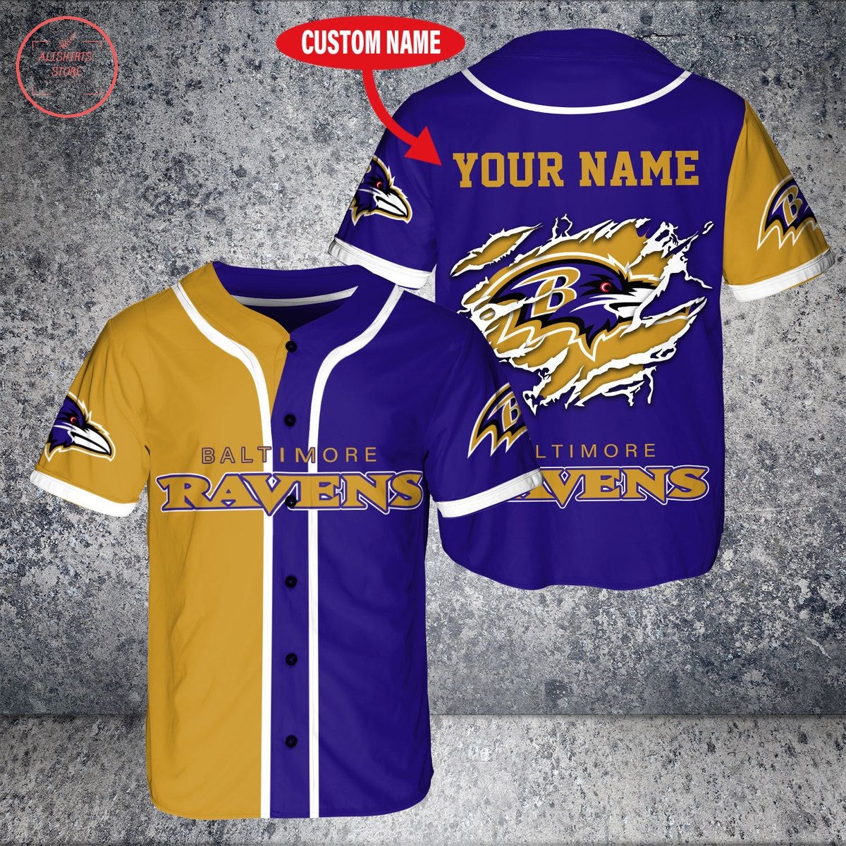 Custom Name NFL Baltimore Ravens Baseball Jersey