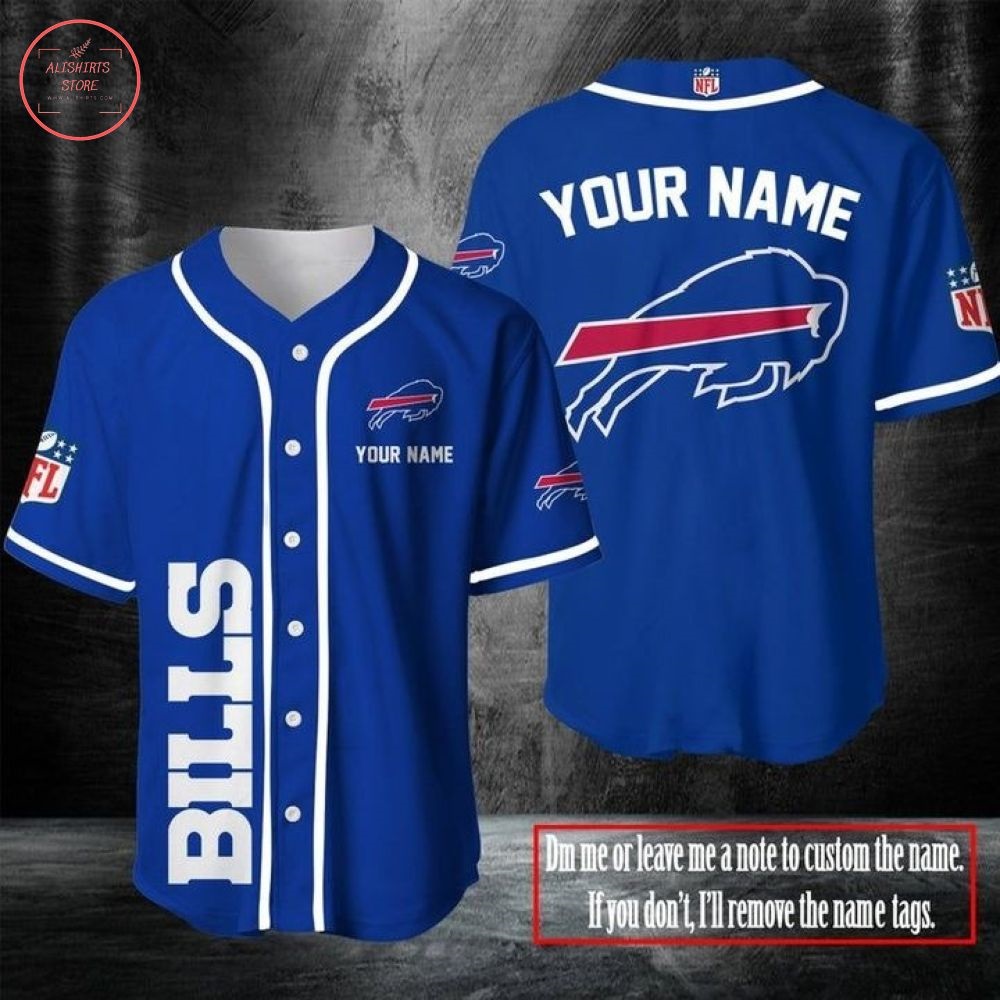 Custom Name NFL Buffalo Bills Baseball Jersey