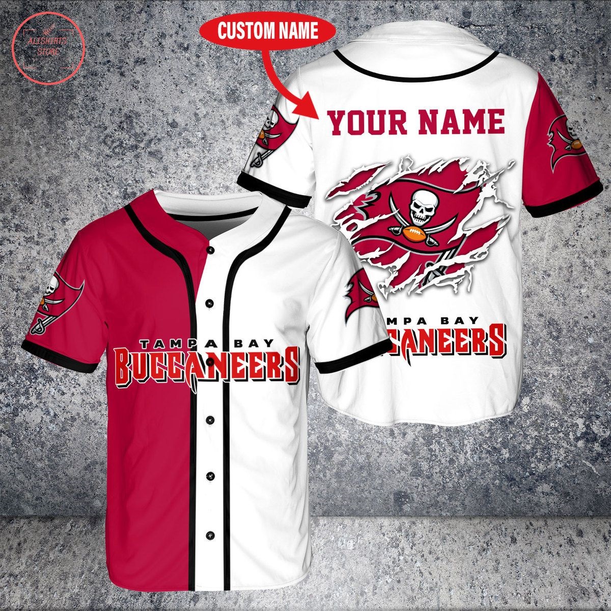 Custom Name NFL Tampa Bay Buccaneers Baseball Jersey