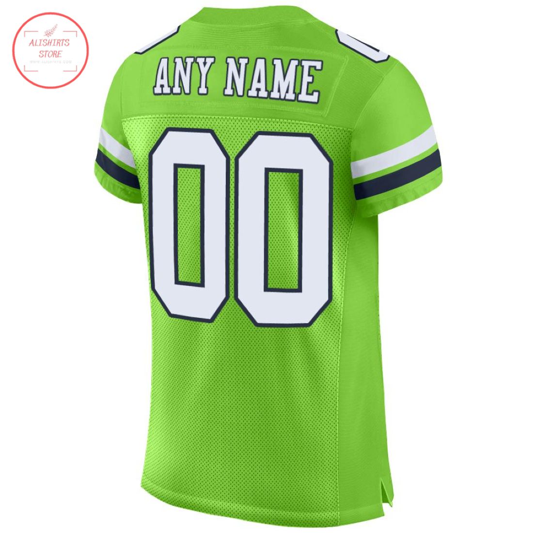 Custom Neon Green White navy Football Jersey