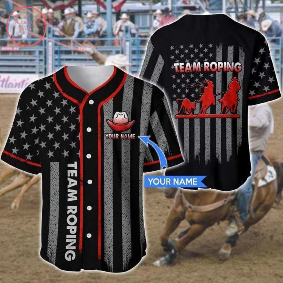 Custom Team Roping Hat Flag Baseball Jersey