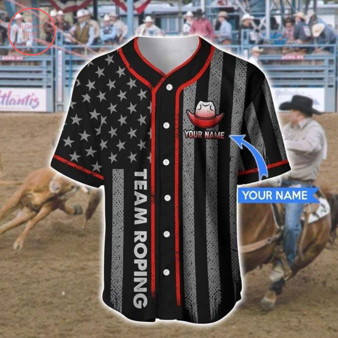 Custom Team Roping Hat Flag Baseball Jersey