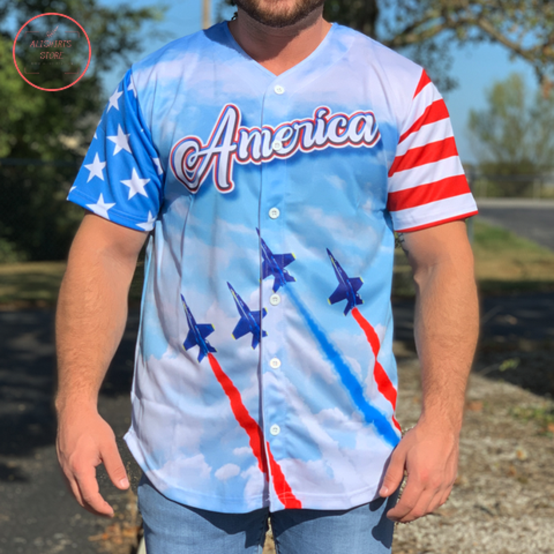 Custom USA America Jet Baseball Jersey