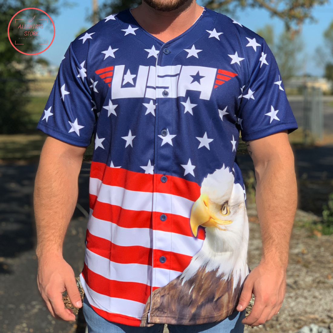 Custom USA Eagle America Baseball Jersey