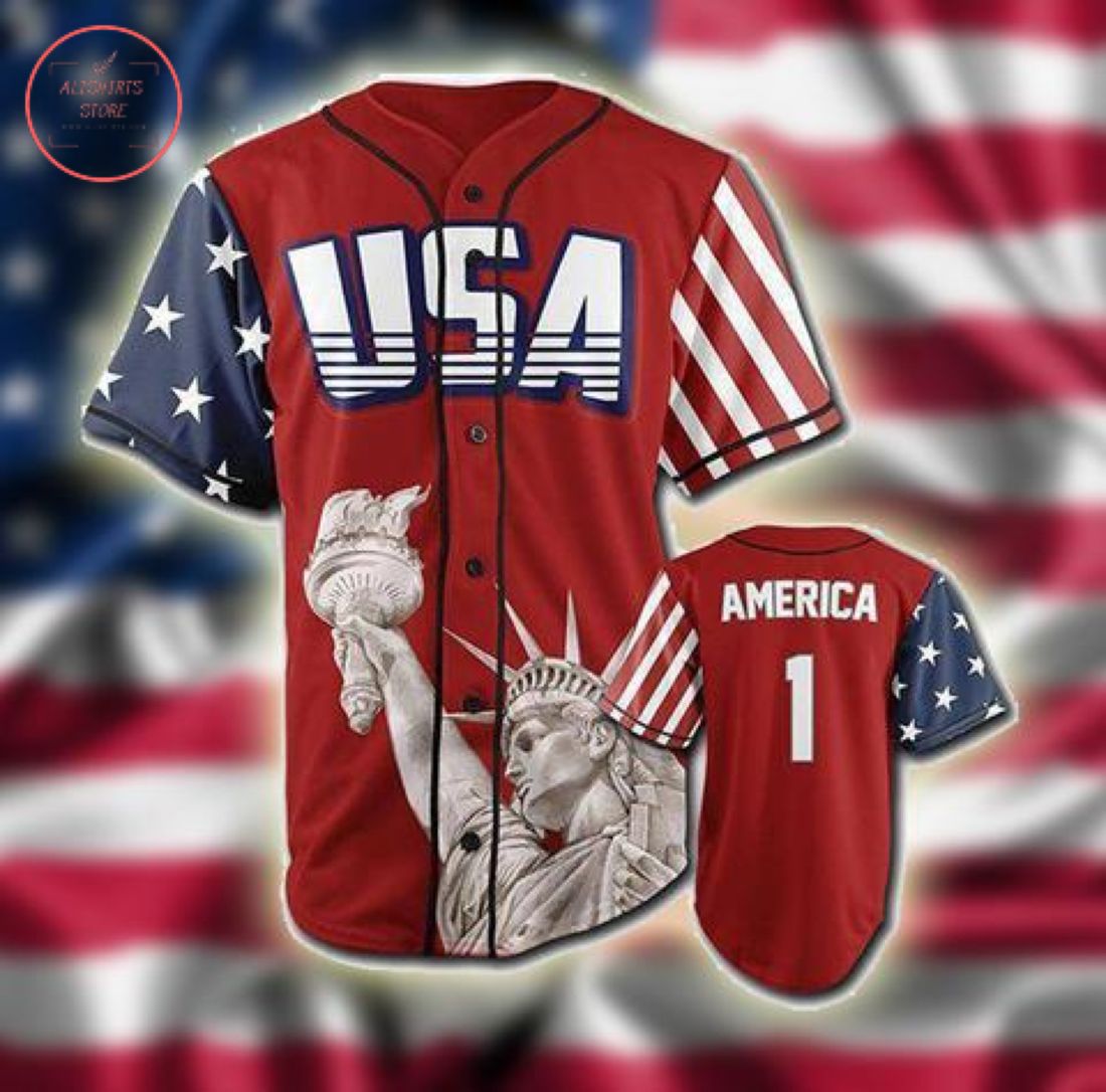 Custom USA Patriotic America Baseball Jersey