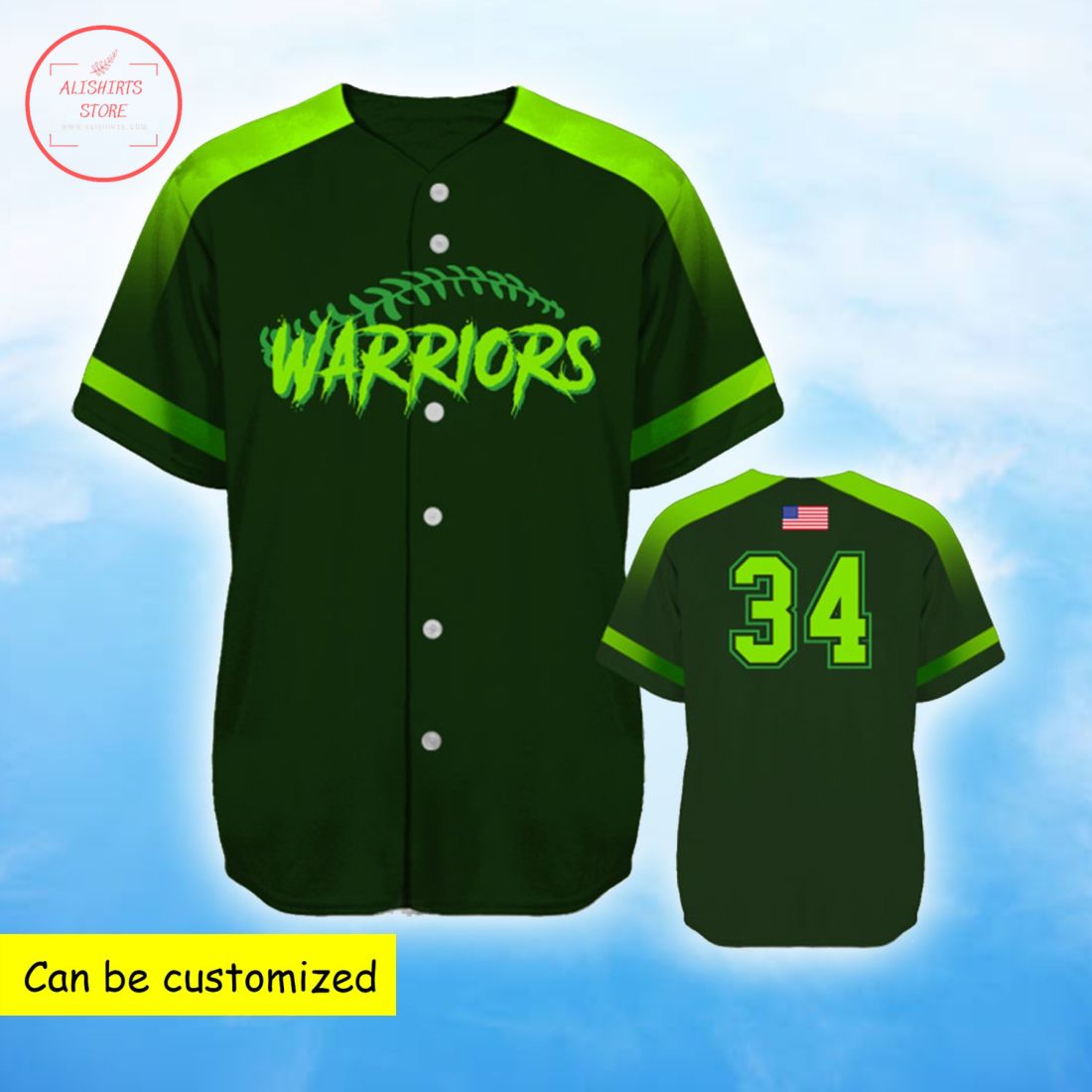 Custom Warrior Green Flag Baseball Jersey