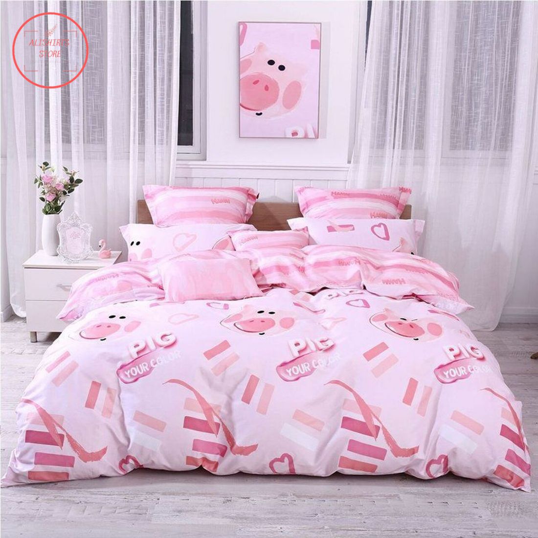 Cute Pig Girls Bedding Set