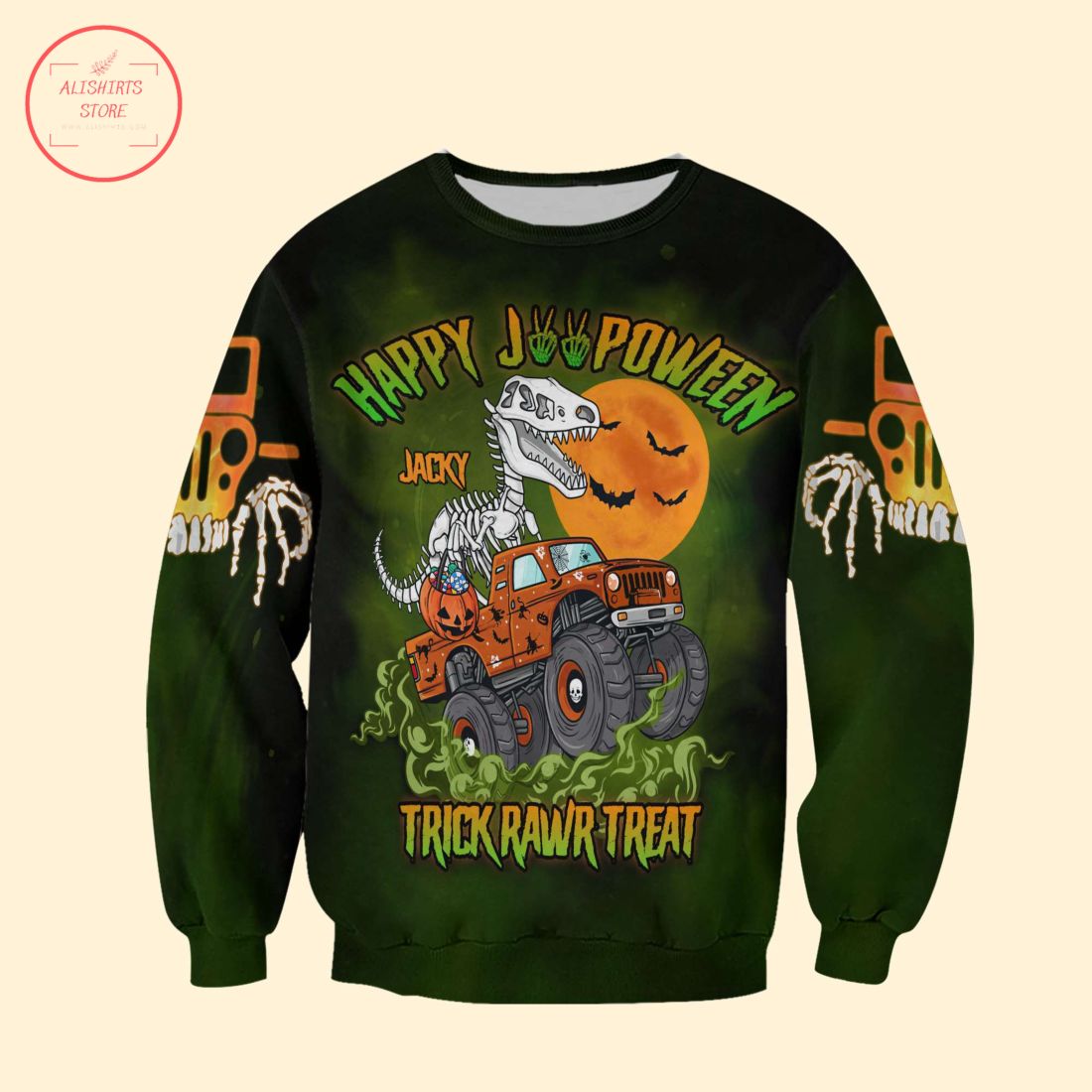 Dinosaur Sekeleton Trick Rawr Treat Halloween Shirt