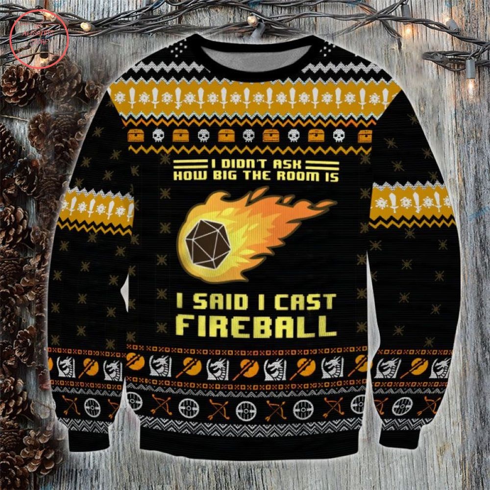 Dungeons and Dragons I Cast Fireball Ugly Christmas Sweater