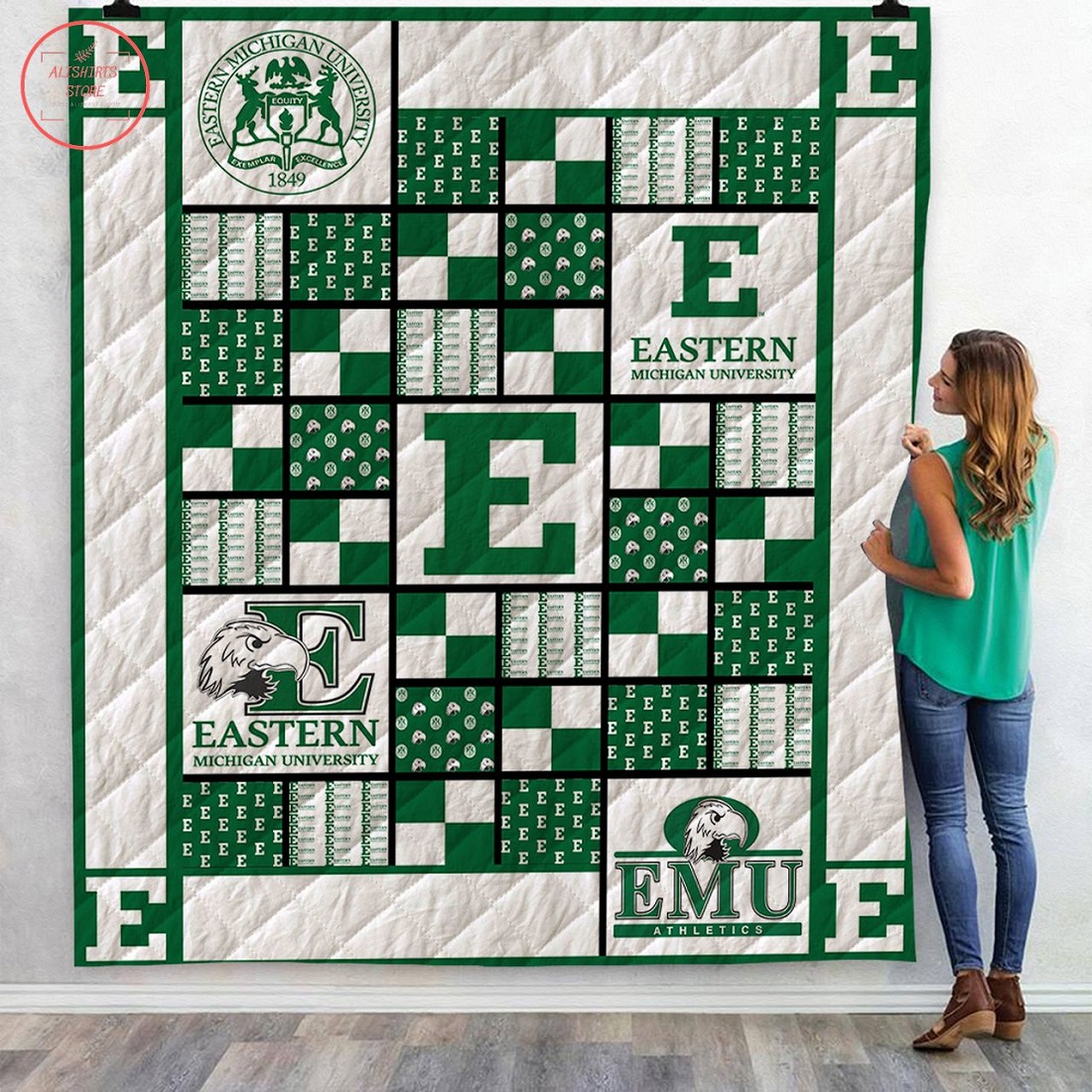 Eastern Michigan Eagles Quilt Blanket