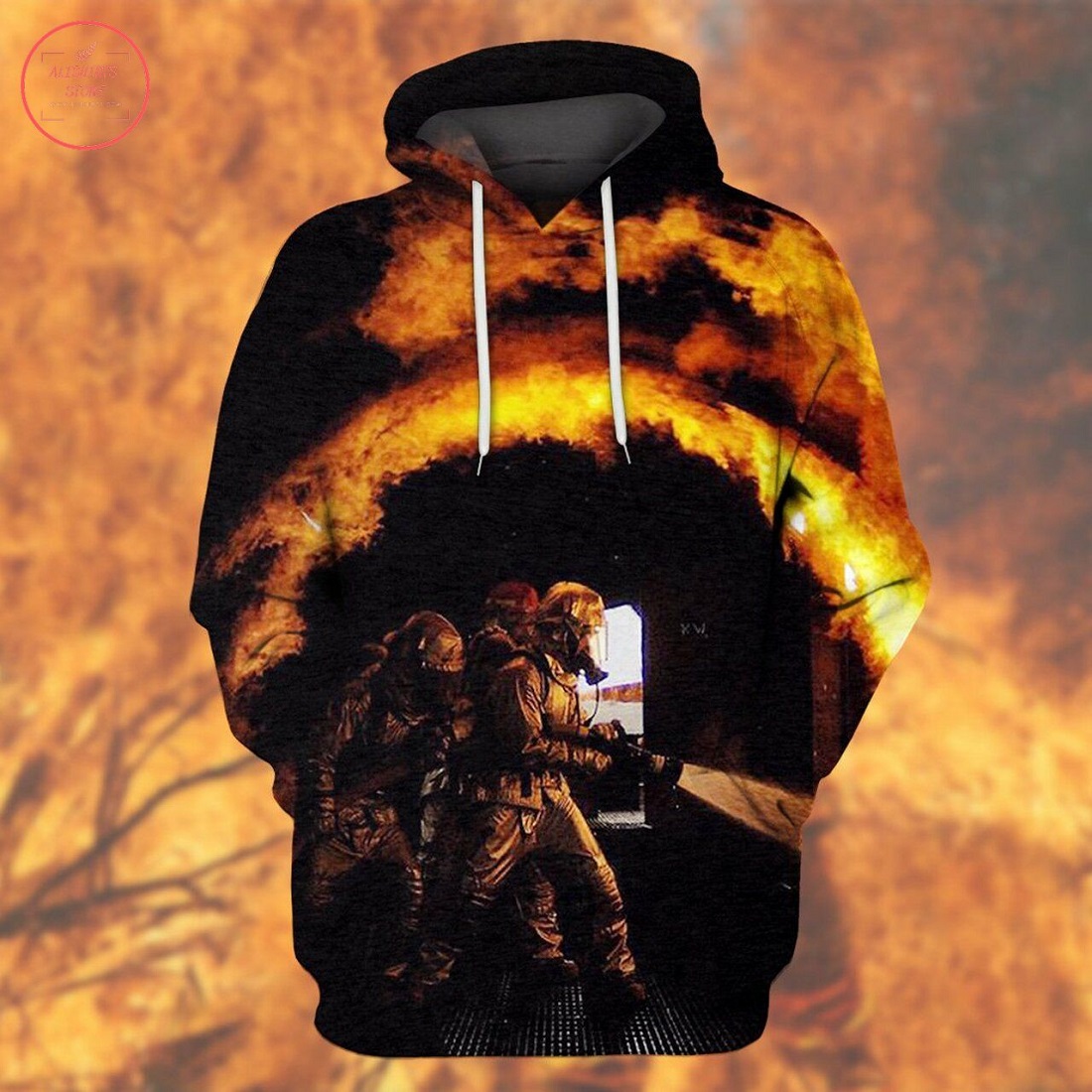 Fire Fighter Rainbow All Over Printed Hoodie