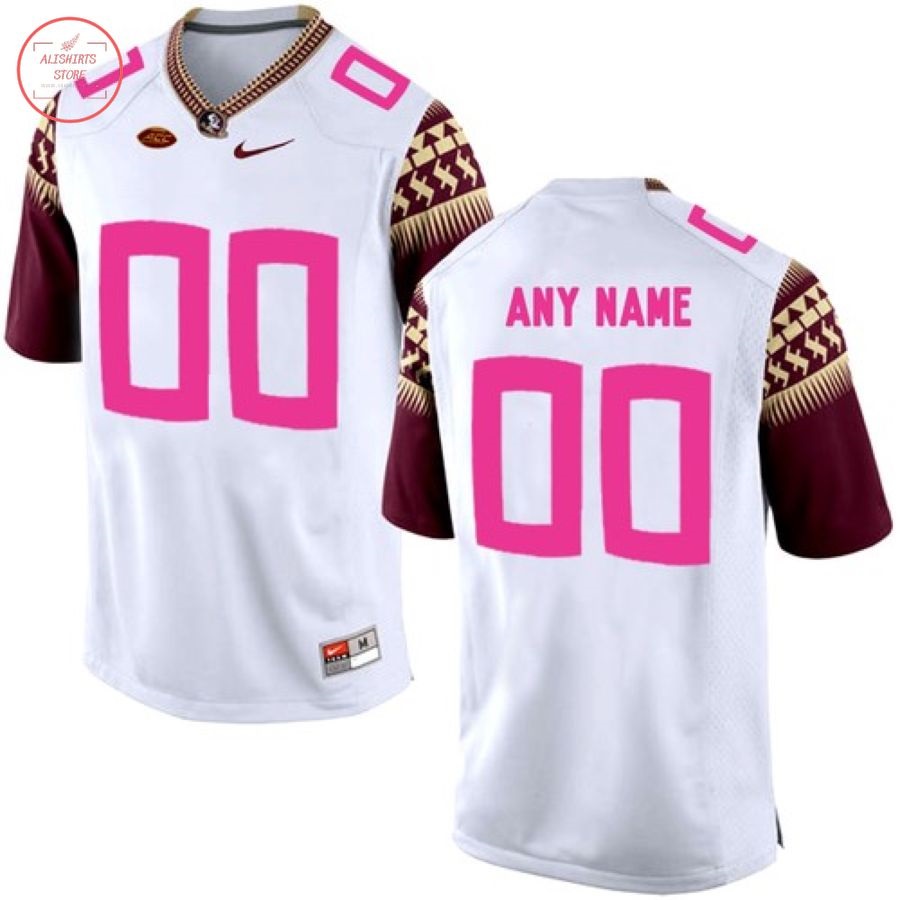 Florida State Seminoles Custom White Pink College Football Jersey