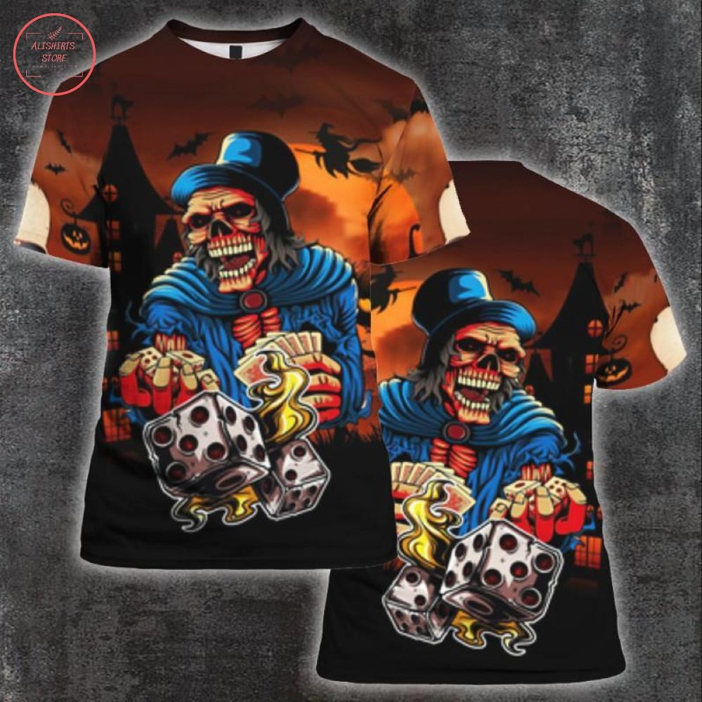 Gambling Skeleton Skull Halloween Shirt and Hoodie