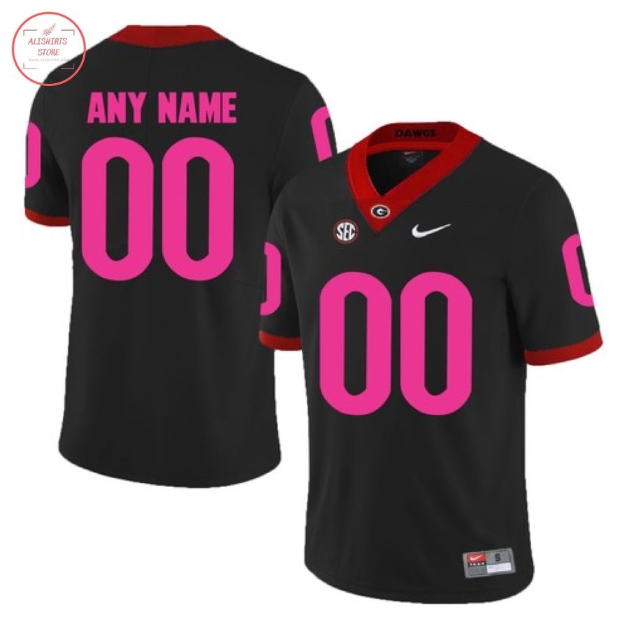 Georgia Bulldogs Custom Black Pink College Football Jersey