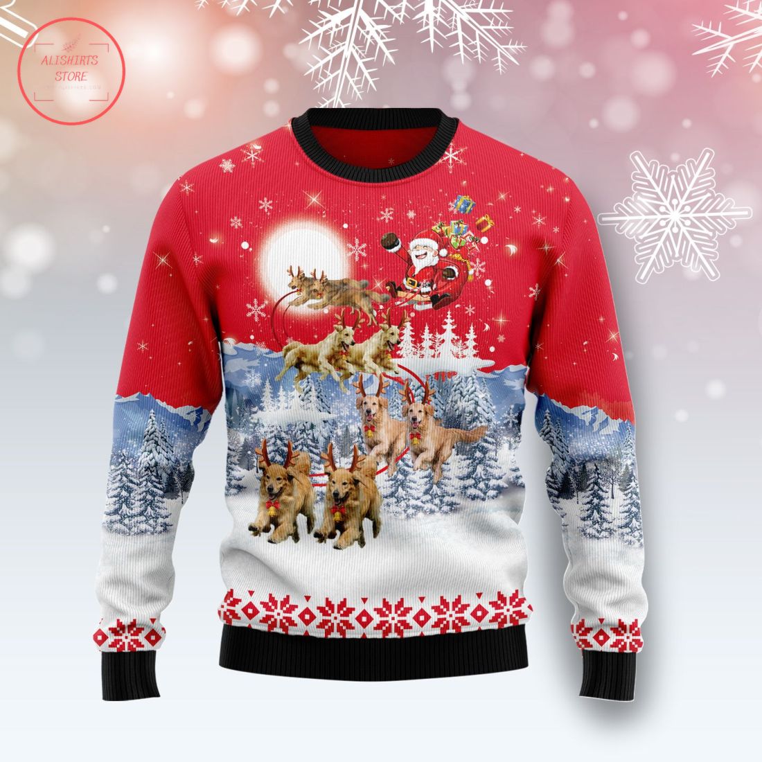 Golden Retriever Santa Claus Christmas Wool Sweater