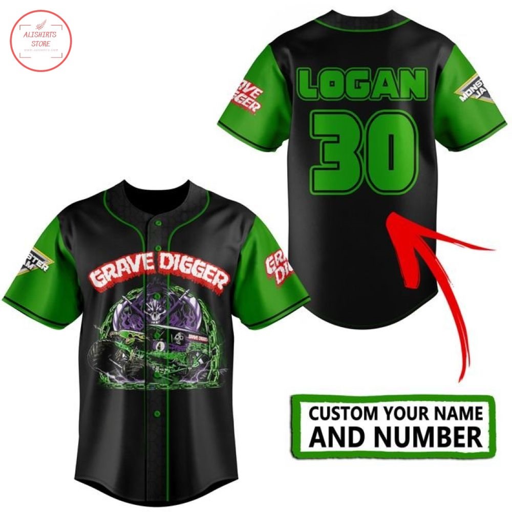 Grave Digger Monster Jam Baseball Jersey