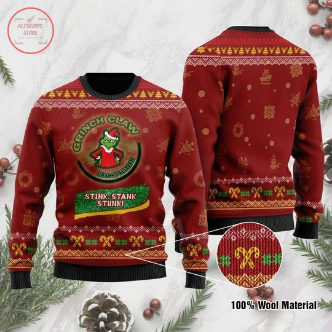 Grinch Claw Stink Stank Stunk Ugly Christmas Sweater