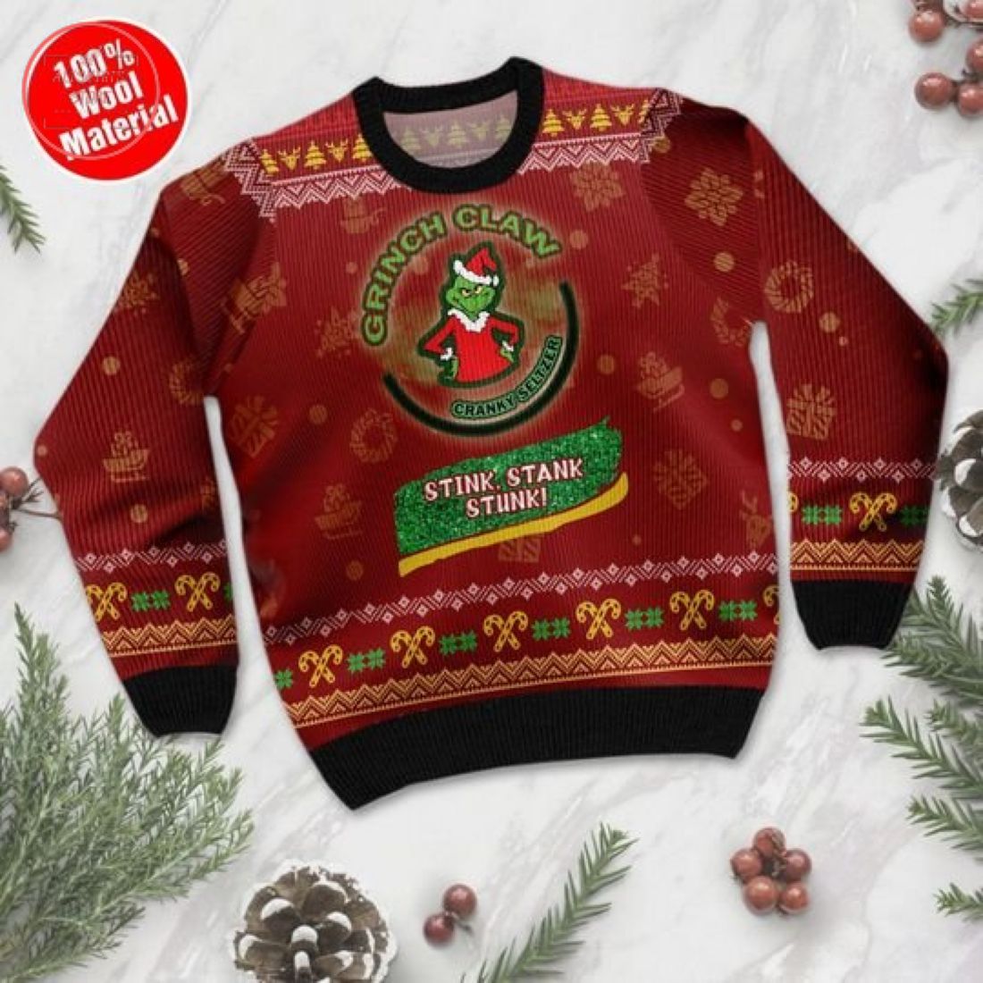 Grinch Claw Stink Stank Stunk Ugly Christmas Sweater