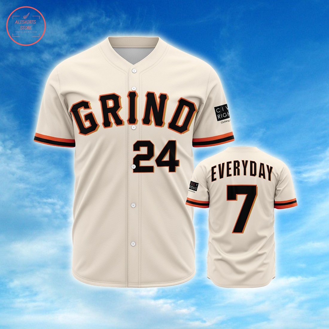 Grind Everyday Personalized Baseball Jersey