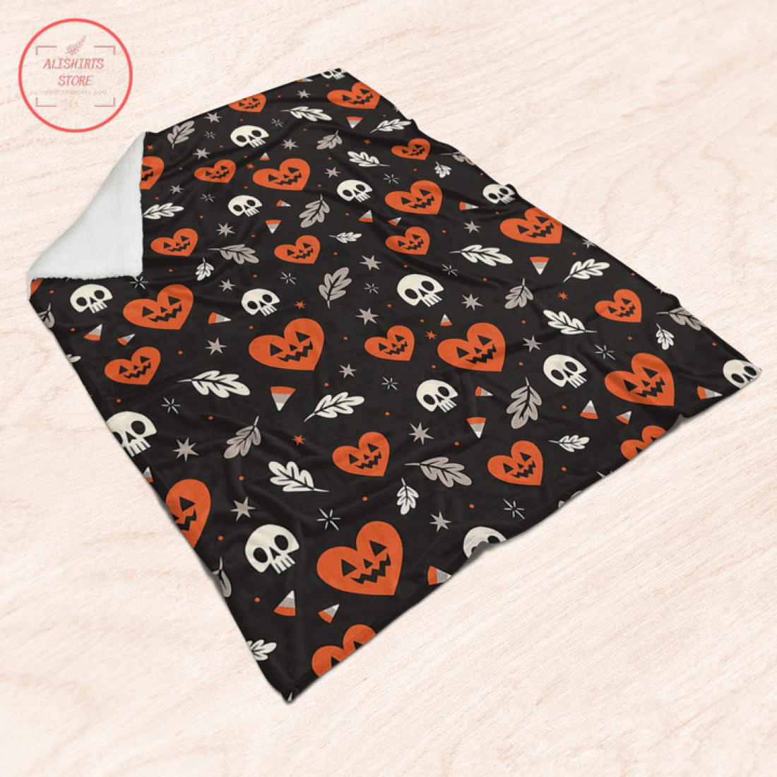 Halloween Blanket Skull Heart with Love