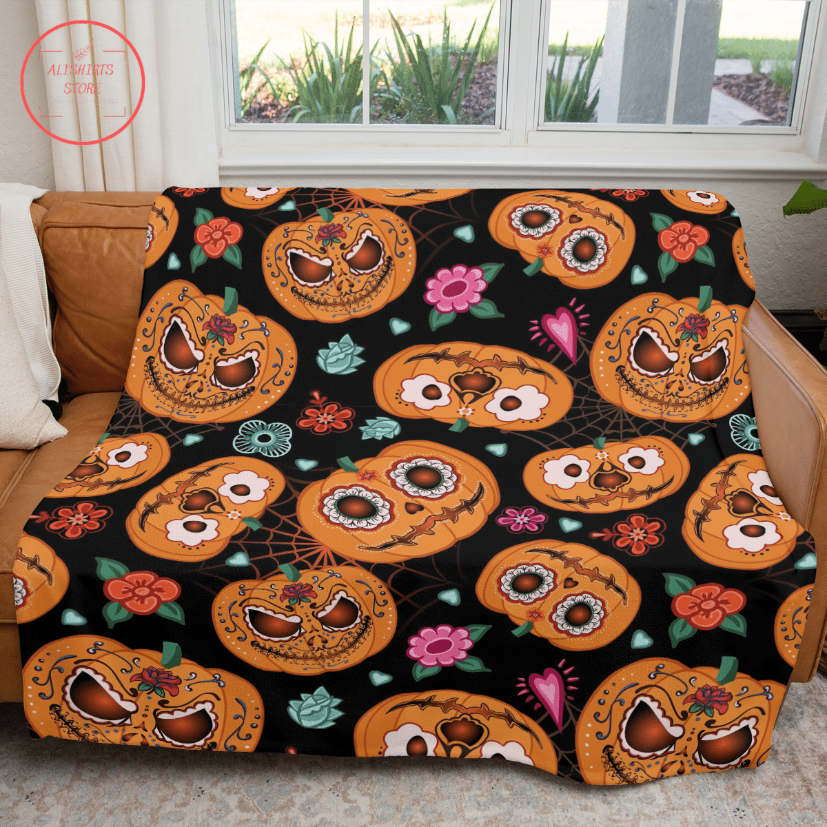 Halloween Pumpkin Many Face Blanket