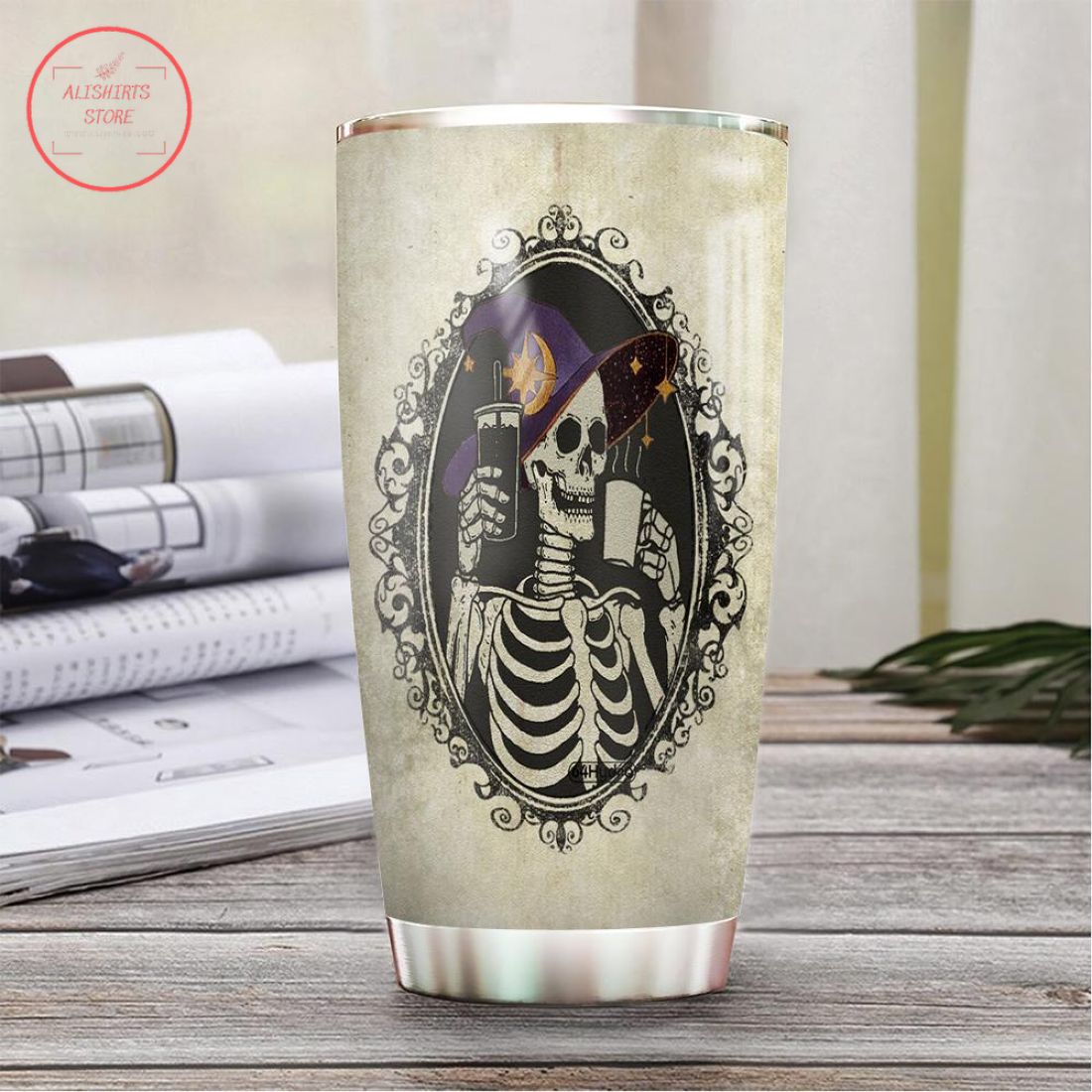 Halloween Skeleton Drinks Coffee Tumbler