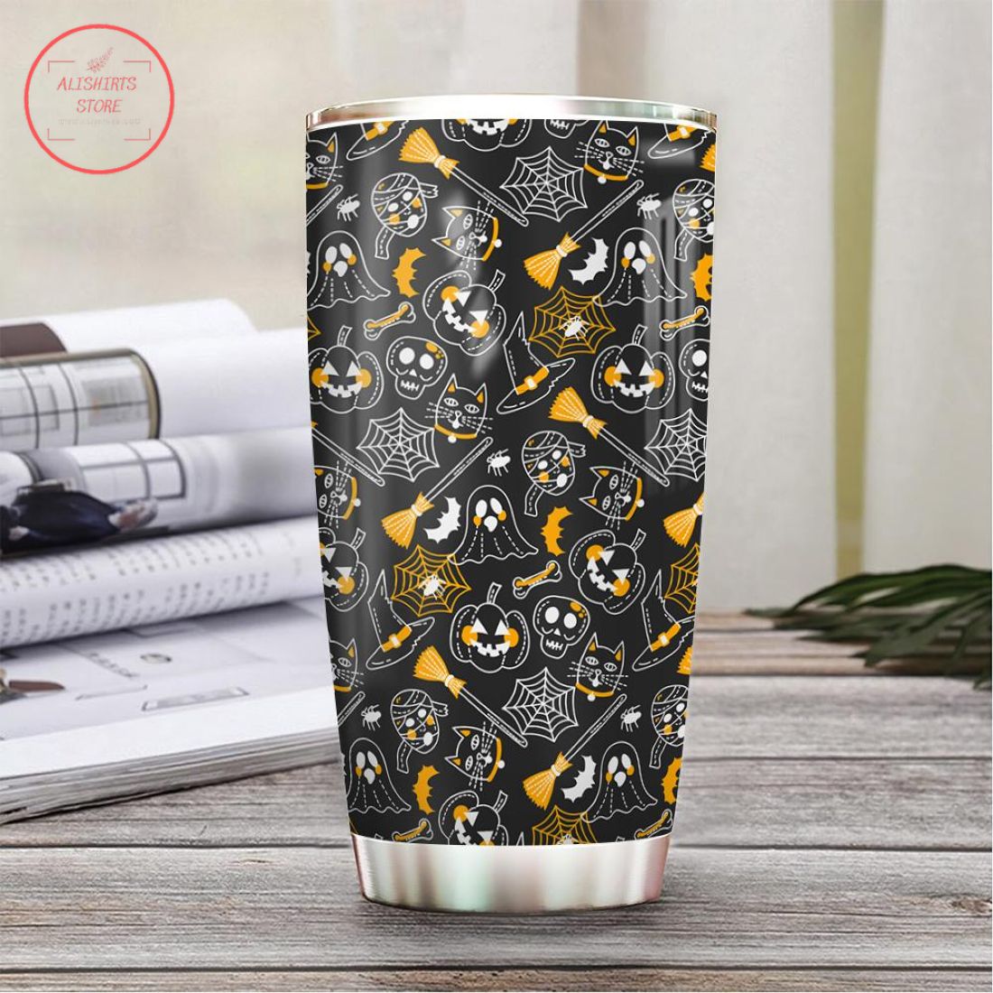Halloween Witch Boo Ghost Scary Pumpkin Tumbler