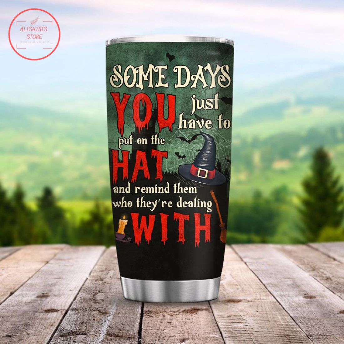 Halloween Witch With Hat Stainless Steel Tumbler