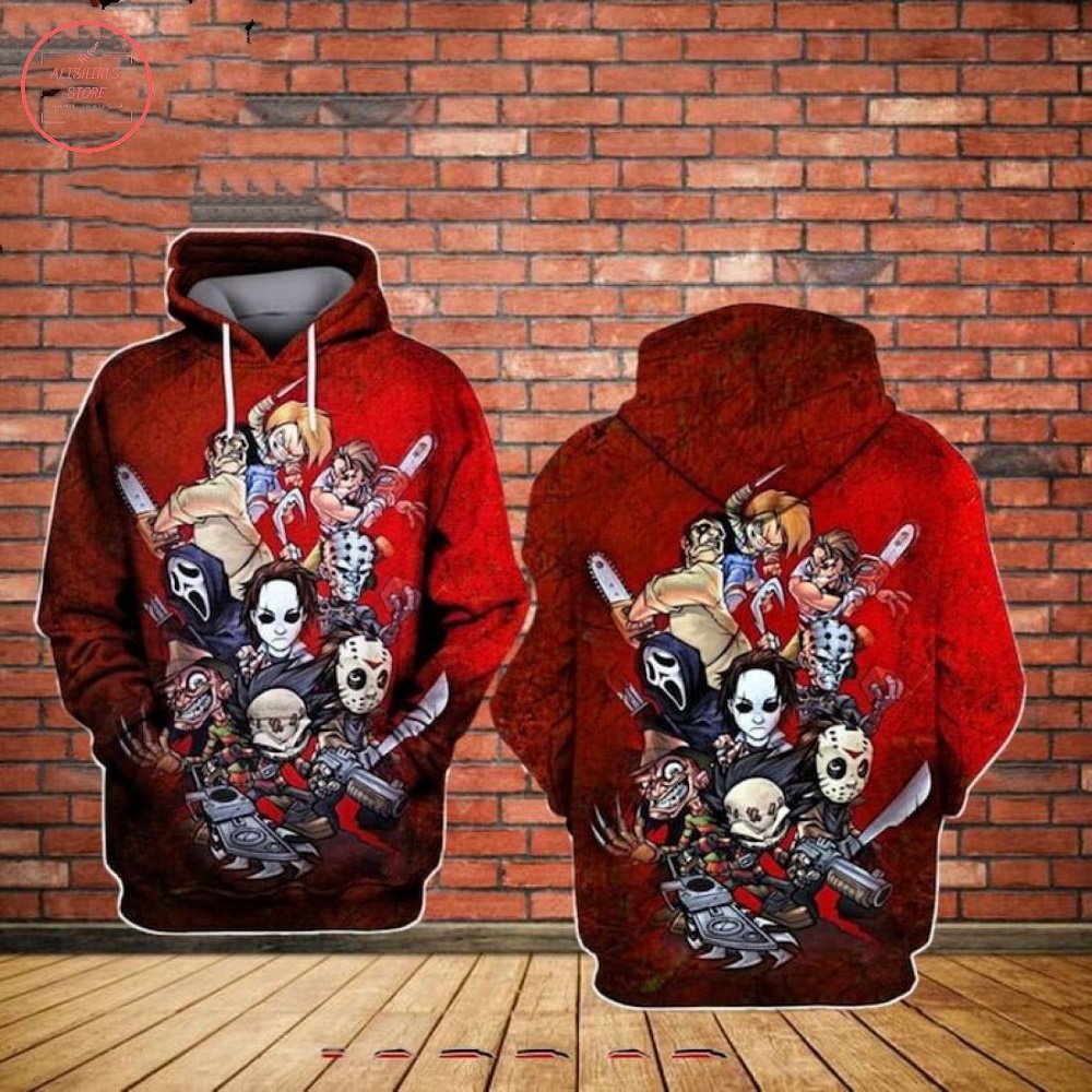 Horror Characters Halloween All Over Printed Hoodie