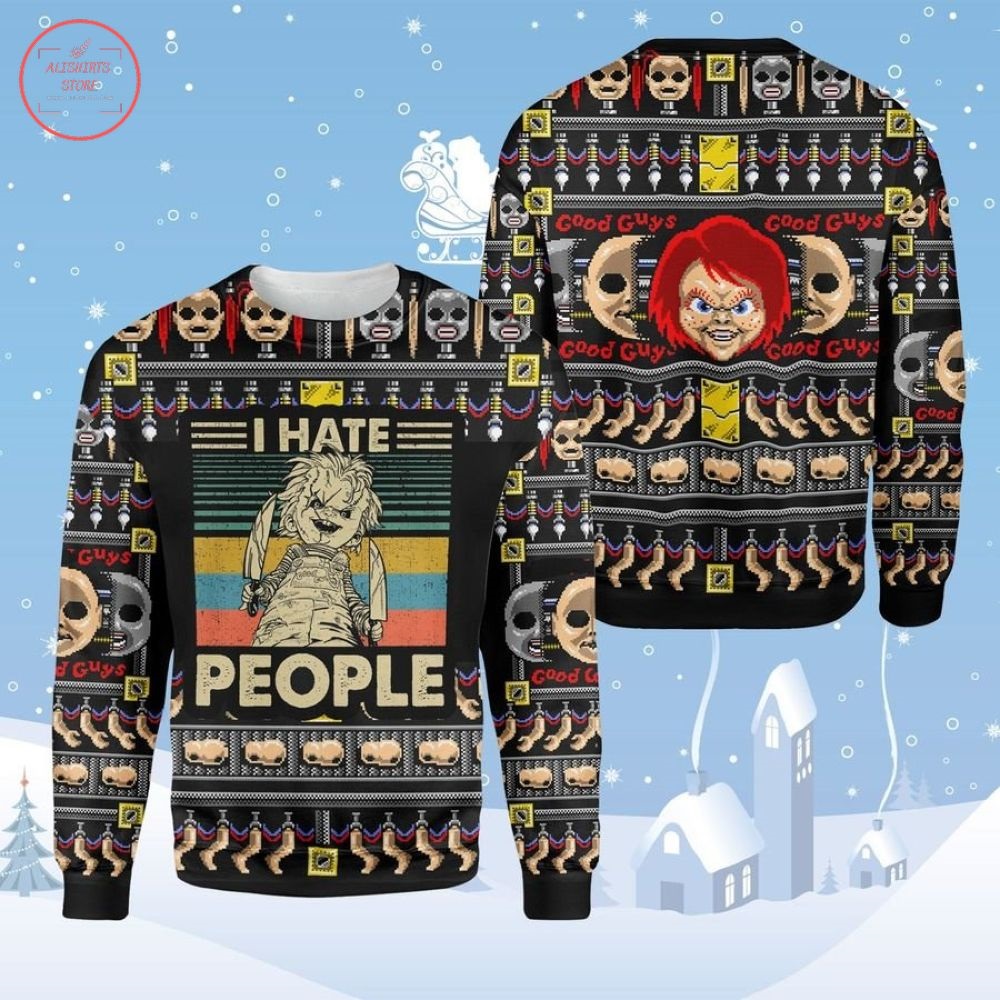 Horror Chunky Ugly I Hate People Ugly Christmas Sweater