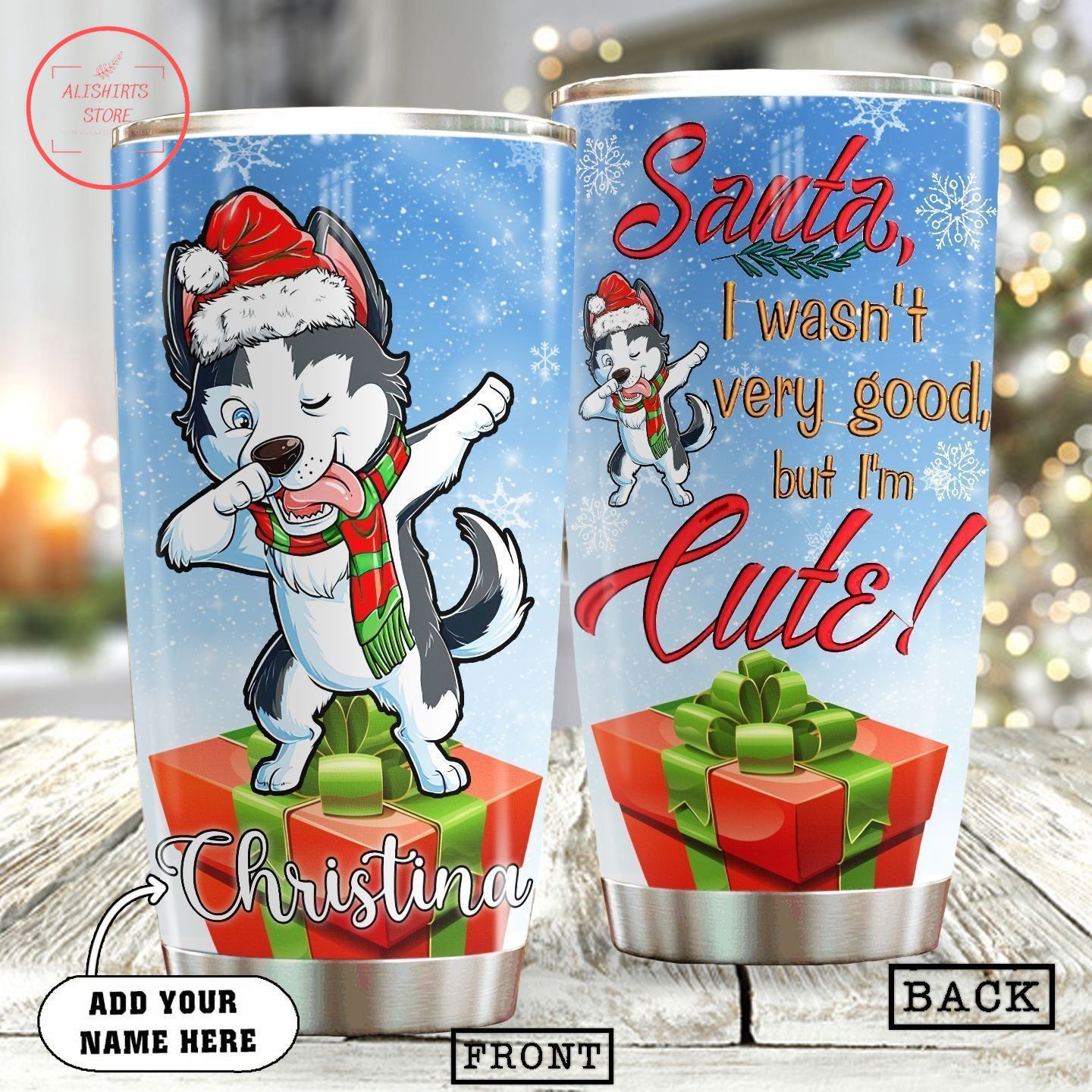 Husky Christmas Personalized Tumbler