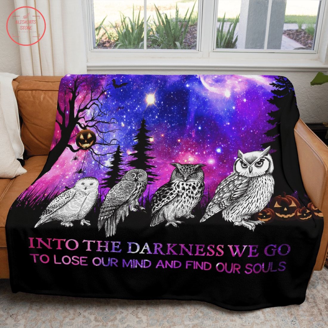 Into The Darkness Owl Halloween Fleece Blanket