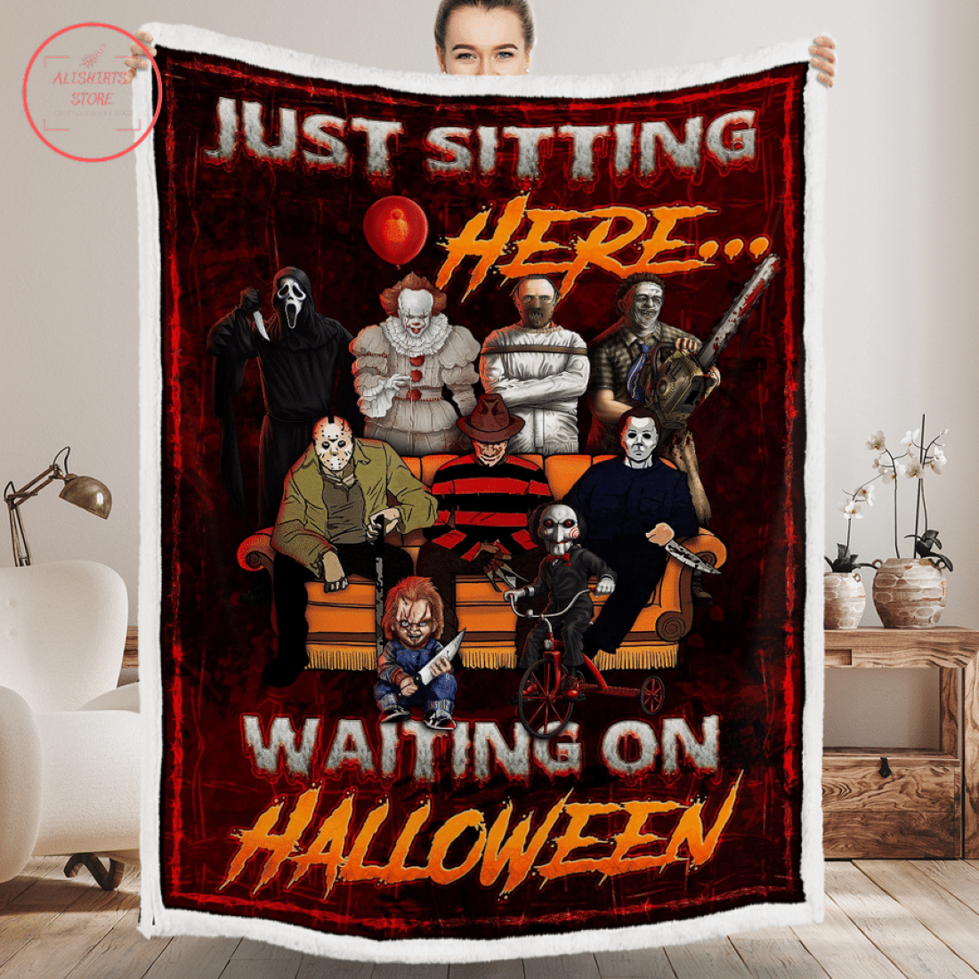 Just Sitting Here Waiting for Halloween Blanket