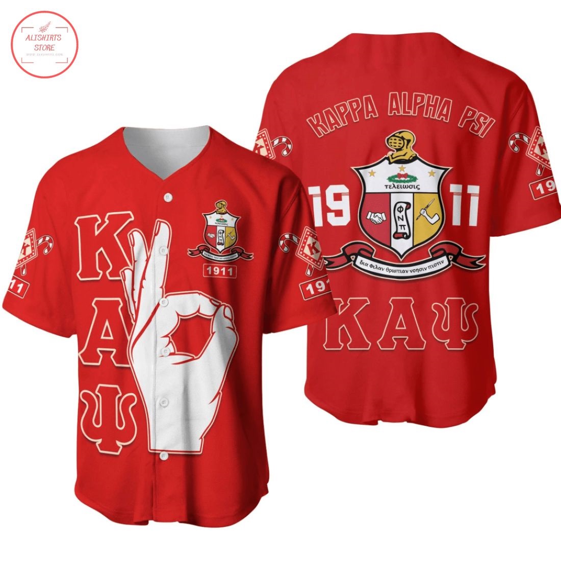 Kappa Alpha Psi 1911 Crest Hand Signal Baseball Jersey