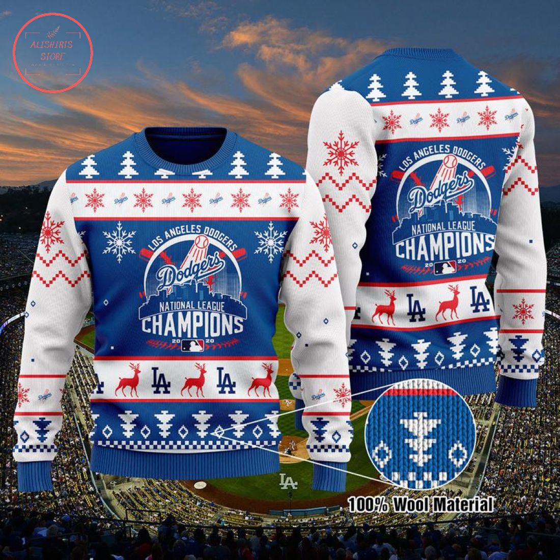 La Dodgers World Champions Christmas Sweater