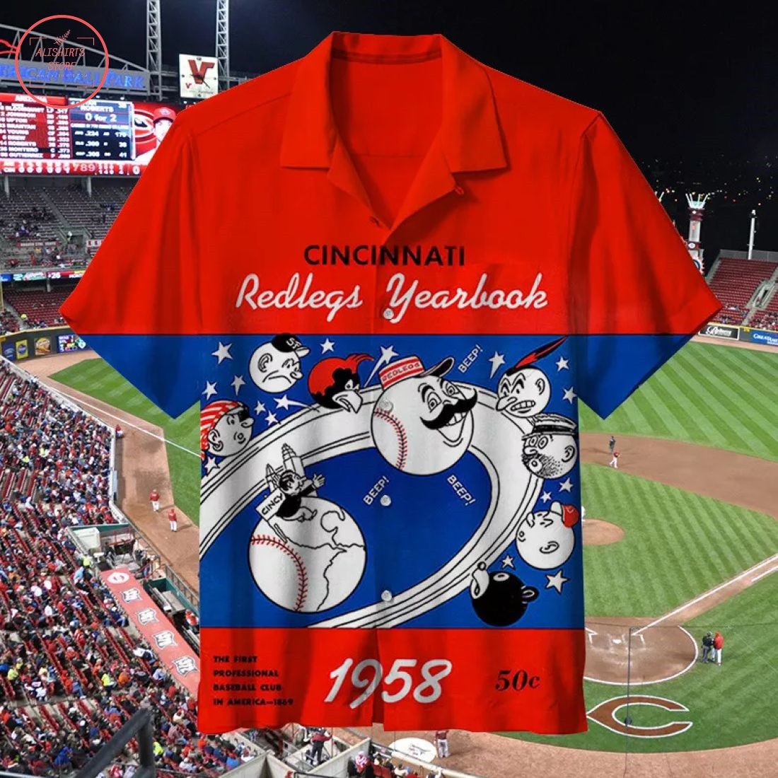 MLB 1958 Cincinnati Reds Retro Hawaiian Shirt