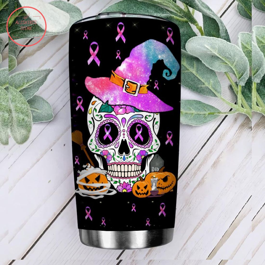 Halloween Galaxy Skull Personalized Tumbler